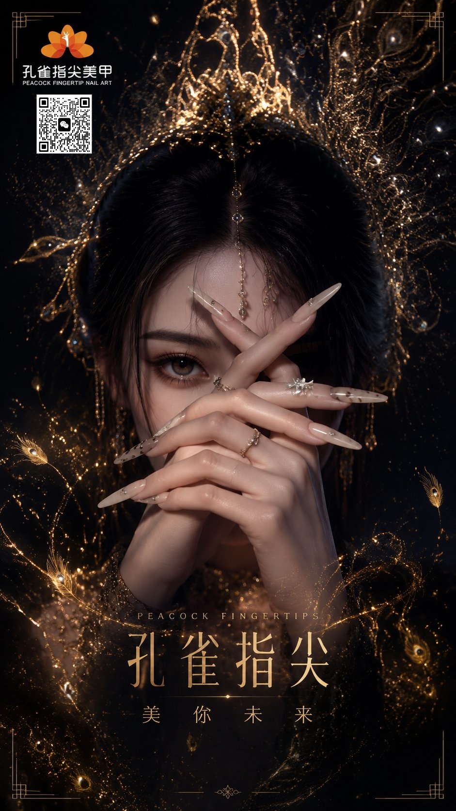 孔雀指尖美甲美睫海报